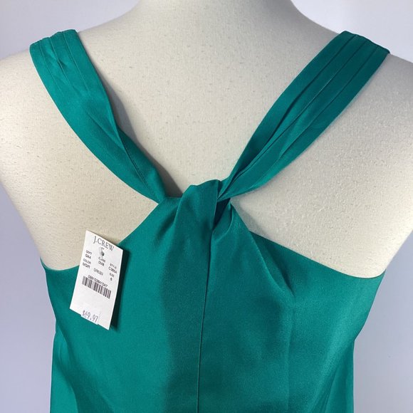 NWT J. Crew Factory Emerald Green Twist Back MIDI Dress - Size 6 - Picture 4 of 9